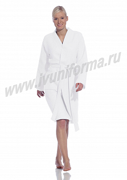 Халат женский вафельный белый